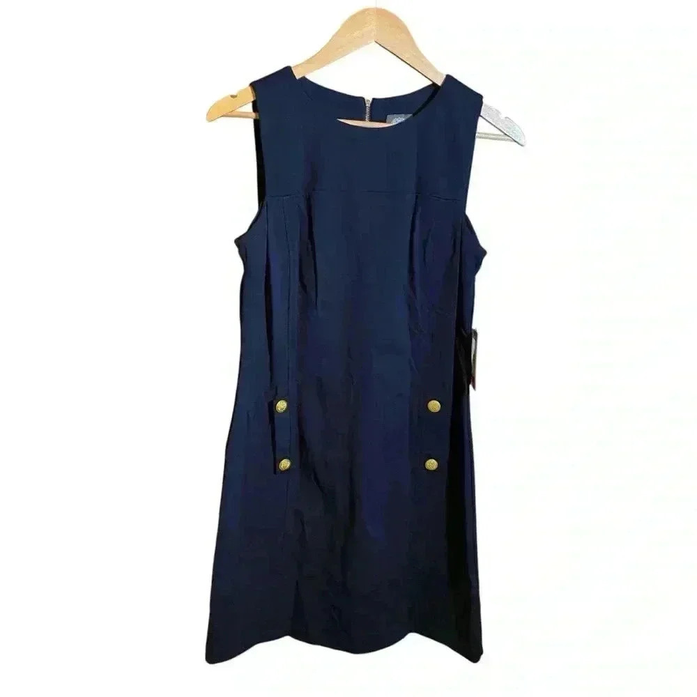 NEW VINCE CAMUTO Women's Skirt Dress Sleeveless Back Zip Navy Blue Size 4